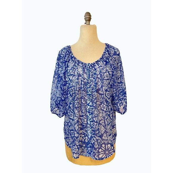 CabiĀ The Blues Peasant Blouse #318 Smallāand Medium - Picture 2 of 7